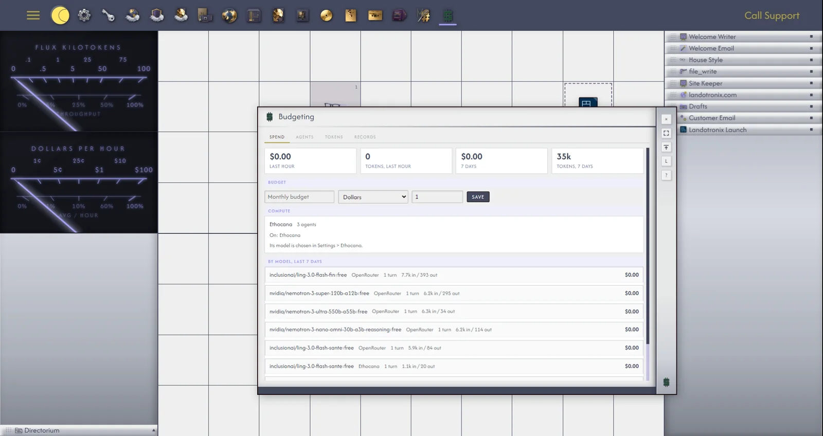 Budgeting, Tokens tab: one reply broken down by where its tokens went.