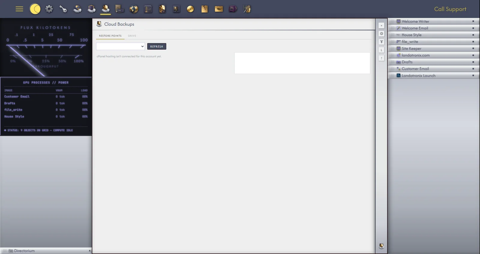 Cloud Backups, with a restore point open and one file's saved copy shown.